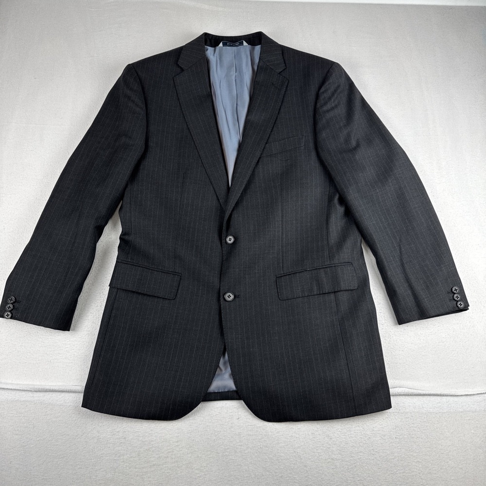 Samuel Windsor Mens Pinstripe Charcoal Blazer 40R 100% Wool #BV22J Office